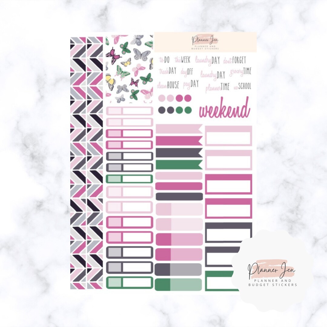 Weekly Planner Sticker Kit, Sampler, Kit 11, Purple Butterflies, for ...
