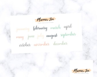 Month Script Planner Stickers, Erin Condren Colors