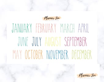 Colorful Month Planner Stickers, Erin Condren, Matte Finish