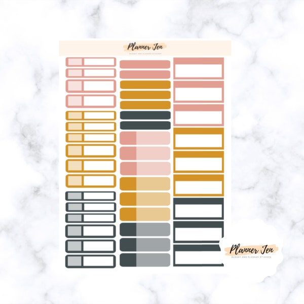 Colorful Boxes Stickers, Mustard, Pink, Navy, November Colors, Assorted Boxes for Any Planner