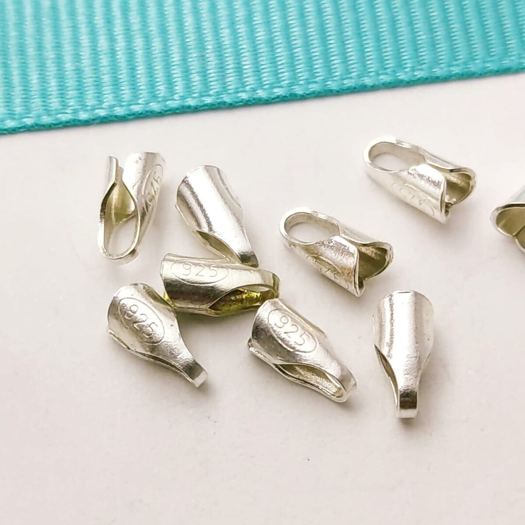 10 Sterling Silver Cord End Crimps ,1/1.5/2/2.5/3mm , Clasp Connectors