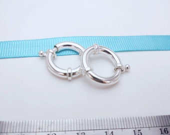 10mm 925  Sterling Silver Ring Clasps , Spring Clasp Lock , Round Silver Clasp , Chain Holder  ,Sterling Silver Findings,SCL321