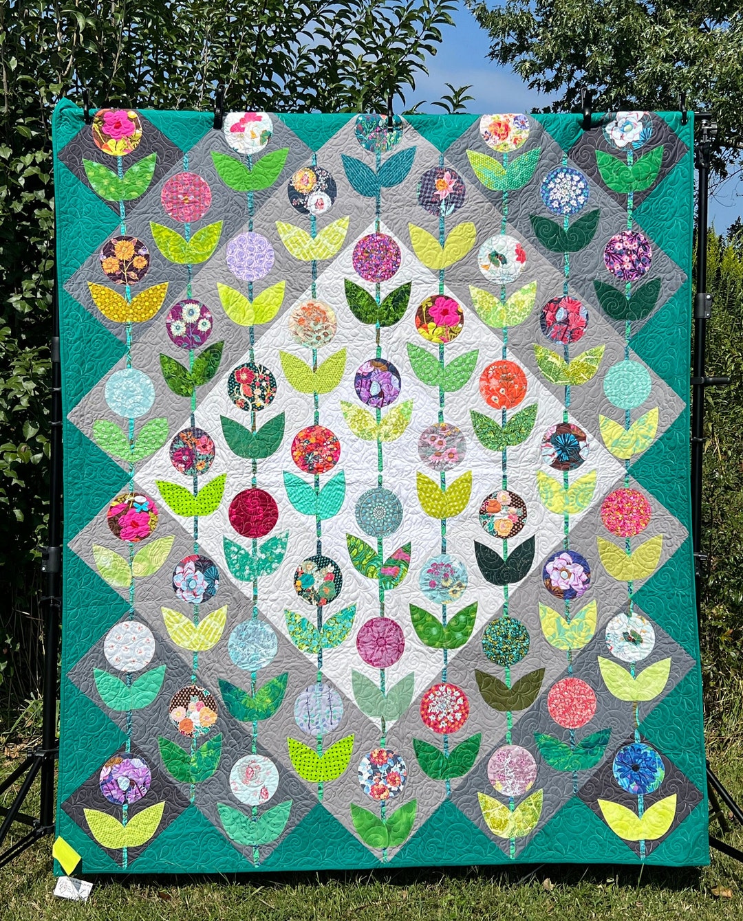 Handmade folk Flower Quilt Etsy