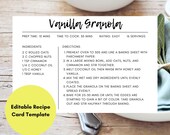 Recipe Card Template, Editable, Minimalist Recipe Card, Simple Recipe Card, Printable Recipe Card, Canva Recipe Card 6x4