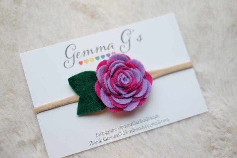 Felt Rose Headband Two-tone flower Headband or Hair Clip Baby Shower Gift Easter Felt Flower Headband
