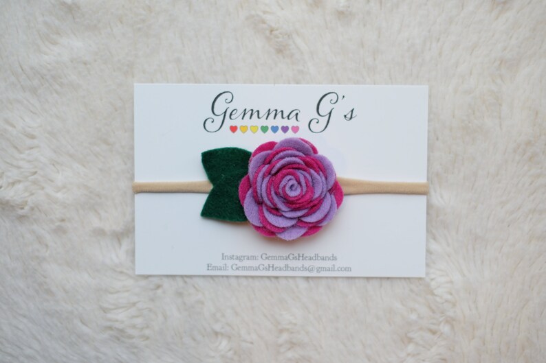 Felt Rose Headband Two-tone flower Headband or Hair Clip Baby Shower Gift Easter Felt Flower Headband