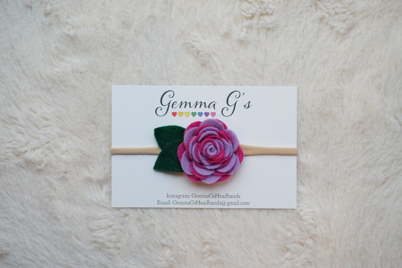 Felt Rose Headband Two-tone flower Headband or Hair Clip Baby Shower Gift Easter Felt Flower Headband