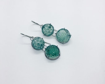 hand made earrings with cut 17th century Roemer glass
