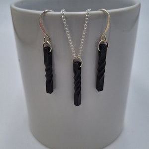 Twisted Steel Pendant, Earrings