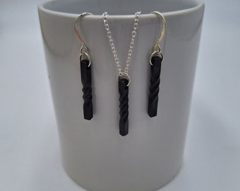 Hand Forged Twisted Steel Pendant - Earrings