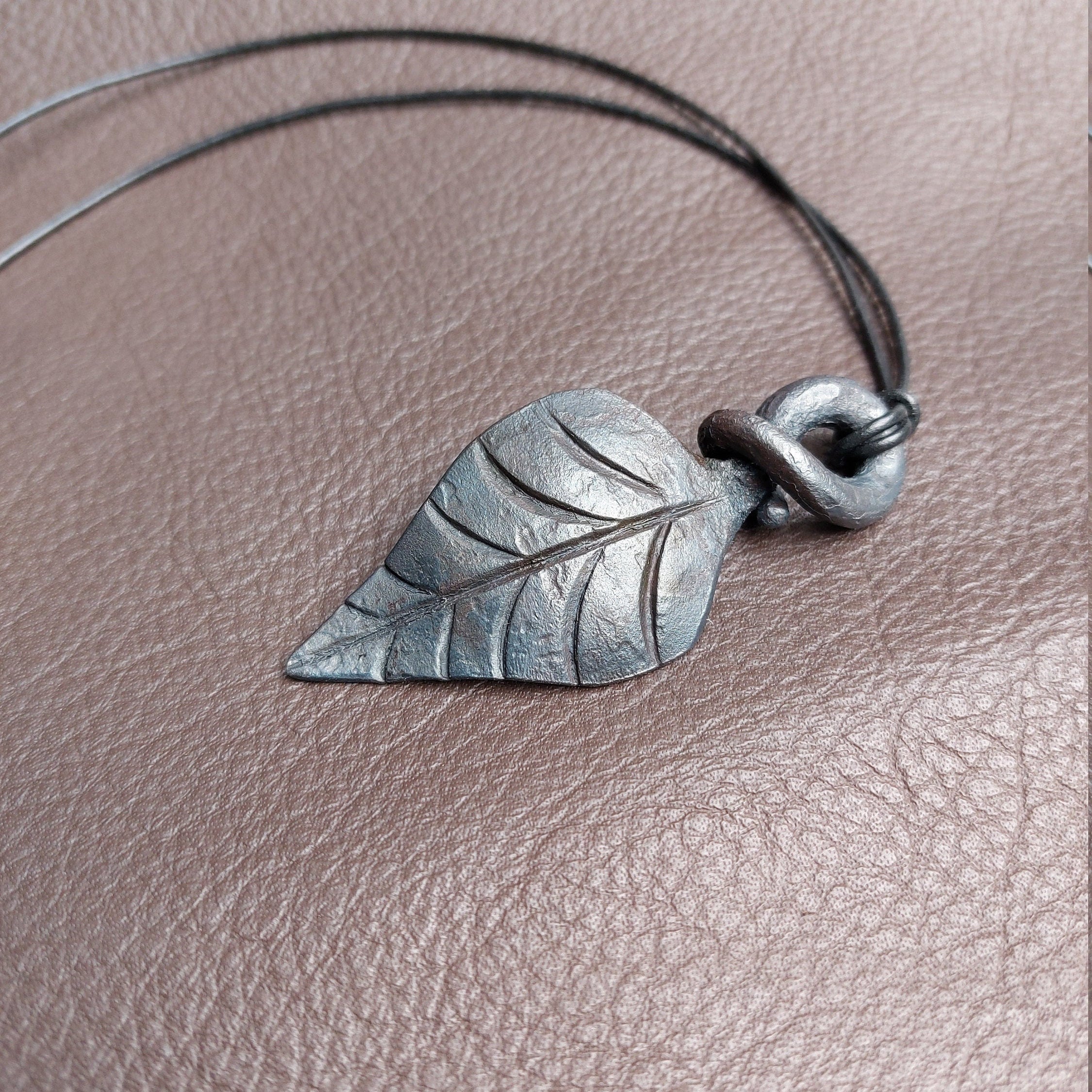 Silver Leaf Necklace / Small Realistic Silver Leaf Pendant on a