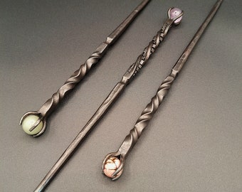 Hand Forged Crystal Ball Wand