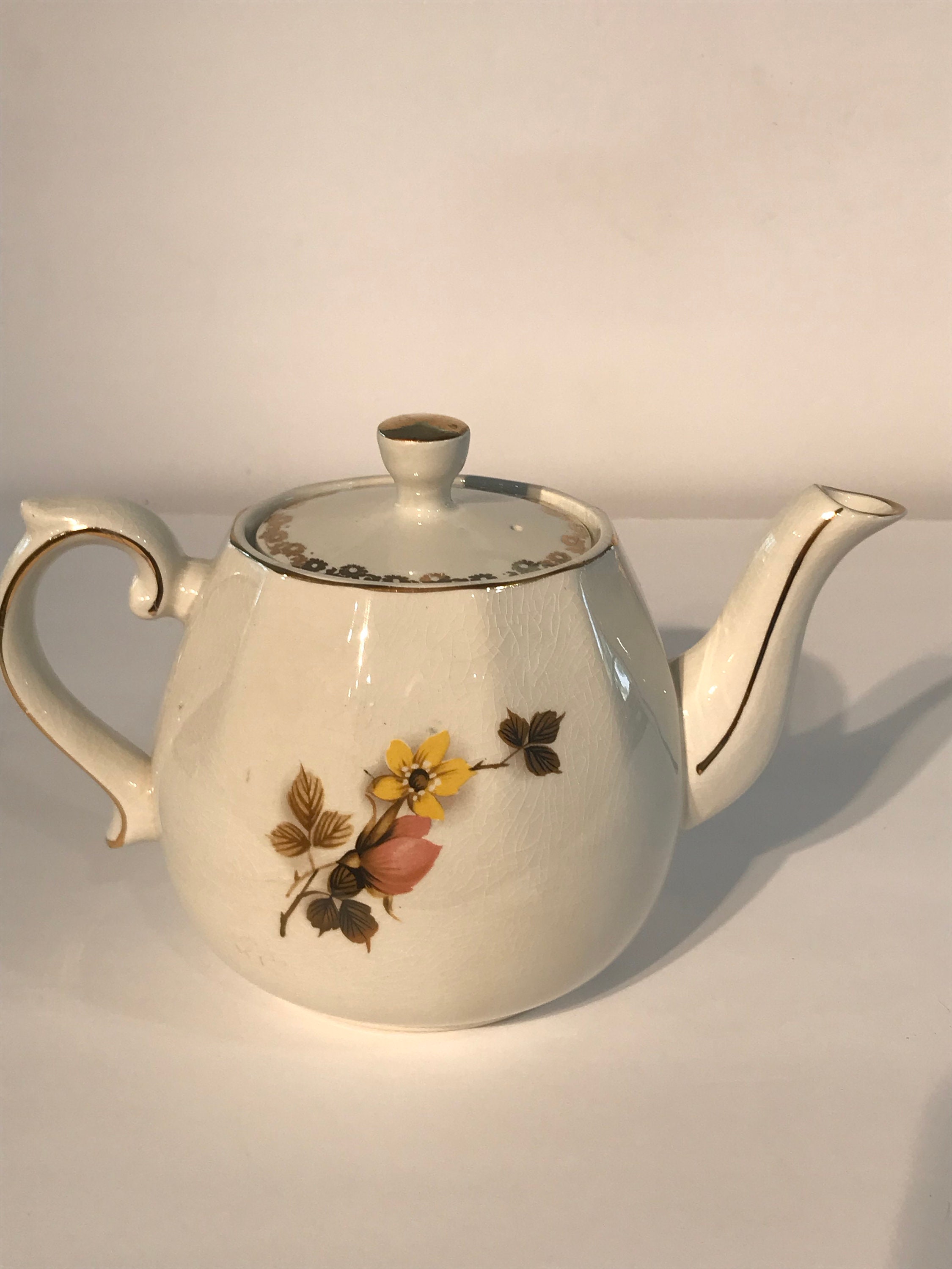 Vintage Ellgreave Ironstone Floral Teapot Made in England Etsy Israel