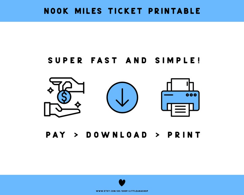 Nook Miles Ticket Printable Animal Crossing Instant | Etsy