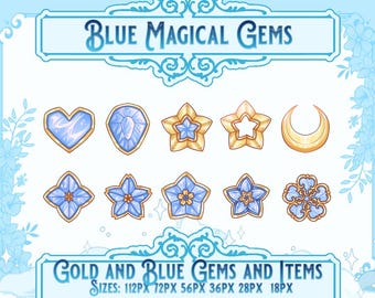 Blue Magical Gems Badges: Streaming Sub Badges (10 Pack) (Digital Download)