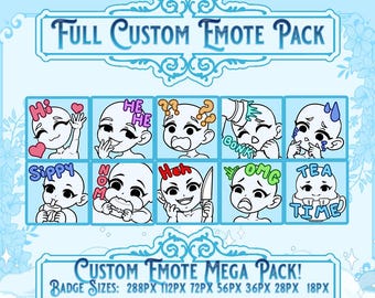 Custom Vtuber Emotes: Hand-Drawn Twitch, YouTube, Discord Starter Pack
