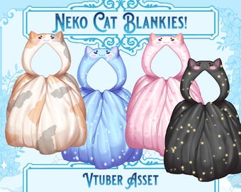 Kawaii Neko Cat Blanket VTuber Stream Asset (Digital Download