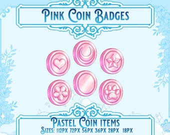 Pink Coin Gamer Badges: Retro Streaming Sub Badges (6 Pack) (Digital Download)