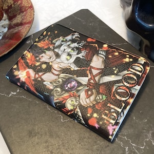 HADES Jeu Zagreus et Thanatos Portefeuille en plastique réversible - Dessin à la main Fanart Sang Death GodsSkull Gothic Black