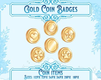 Gold Coin Gamer Badges: Twitch, YouTube, Discord (6 Pack) (Digital Download)