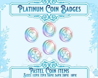 Pastel Platinum Coin Badges: Retro Gamer Twitch/Discord Set (6 Pack) (Digital Download)