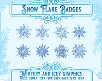 Winter Snowflake Badges: Twitch/Discord Sub Badges (8 Pack)