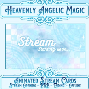 Schede di streaming animate Heavenly Angelic - Pacchetto di risorse per lo streaming di Twitch - Blue Angelic Cloud Pastel