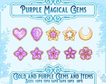 Purple Gem Badges (10 Pack) - Twitch, YouTube, Discord (Digital Download