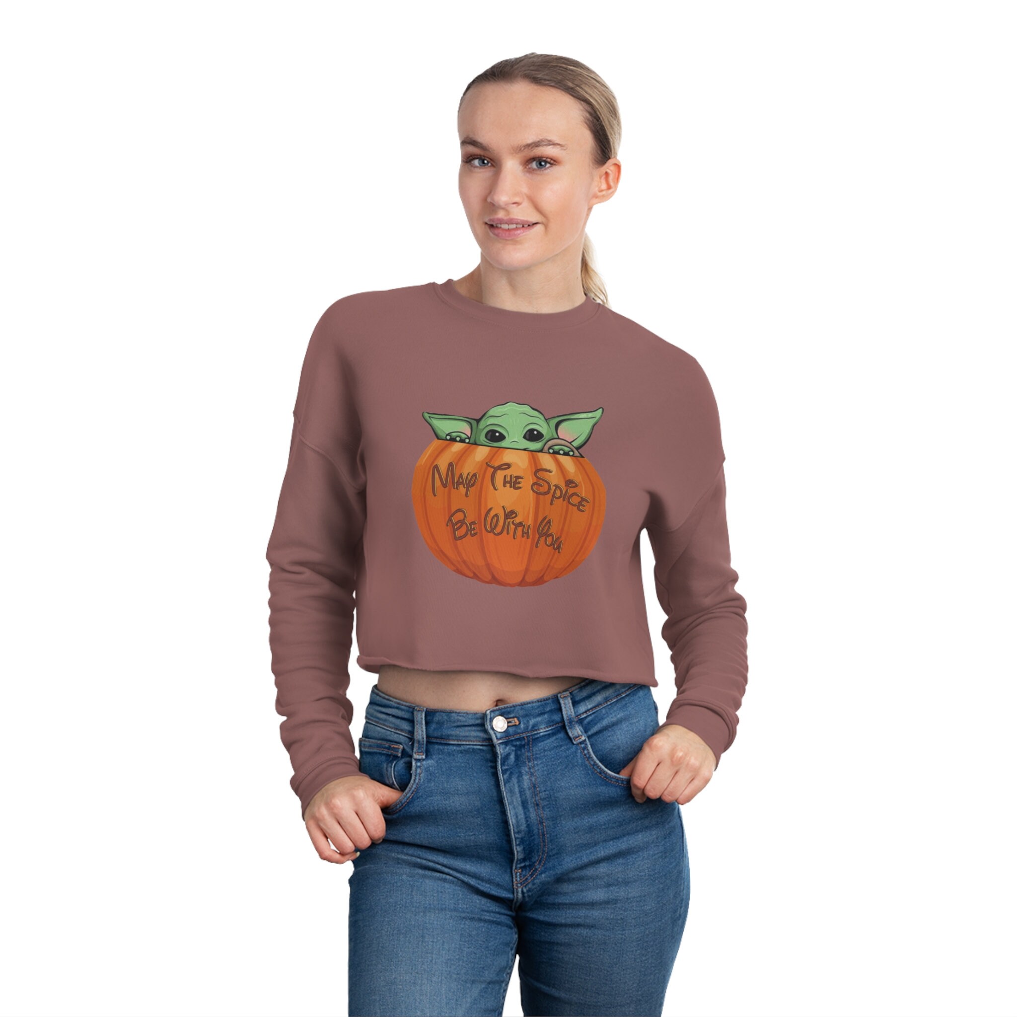 Discover Pumpkin Grogu Cropped Sweatshirt