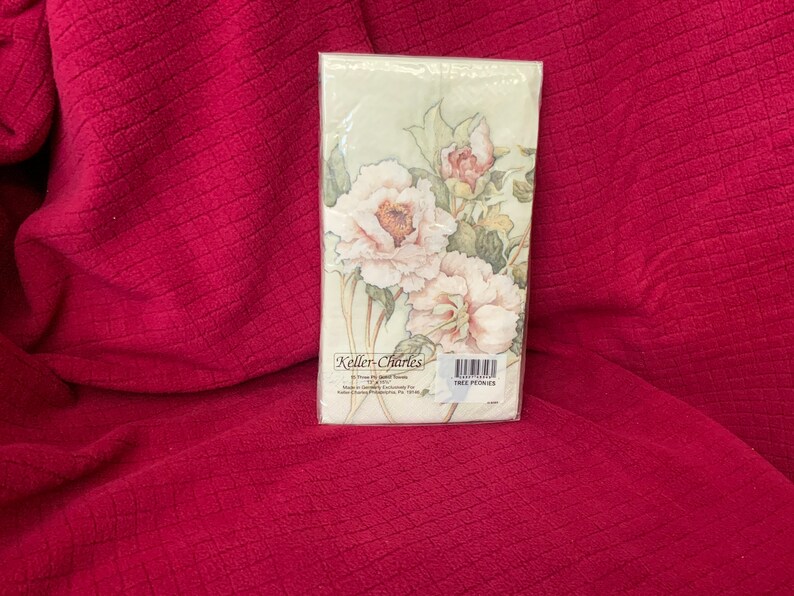 Keller-Charles Guest Towel Napkins \u201cTree Peonies\u201d