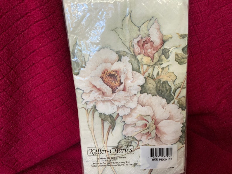 Keller-Charles Guest Towel Napkins \u201cTree Peonies\u201d