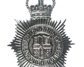 British Police Badge: Luton County Borough Police Helmet Plate. (1965-1966)