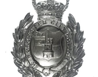 British Police Badge: Worcester City Police Helmet Plate (1953-1967)