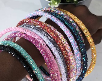 Chunky Glitter Headband Glitter Headband Flexible Headband Mama & Me Headband Thin Headband Kids Toddler Adult Headband Holiday Wear Gift