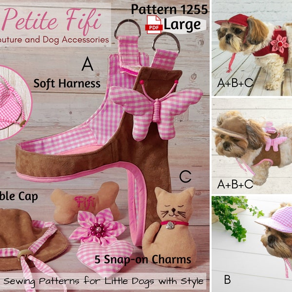 Beautiful Soft Dog Harness Sewing Pattern, Pdf Sewing Pattern Size LARGE, Dog Hat Pattern, Pet Apparel, Pet Costume Dog