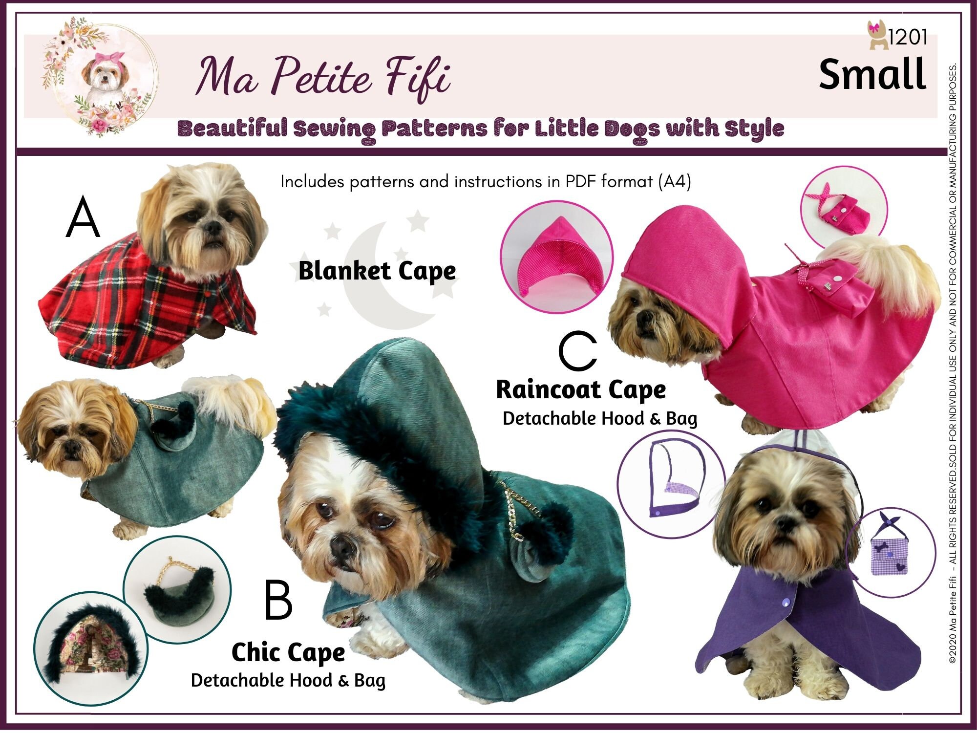Beautiful Dog Raincoat PDF Sewing Dog Coat Patterns Size | Etsy