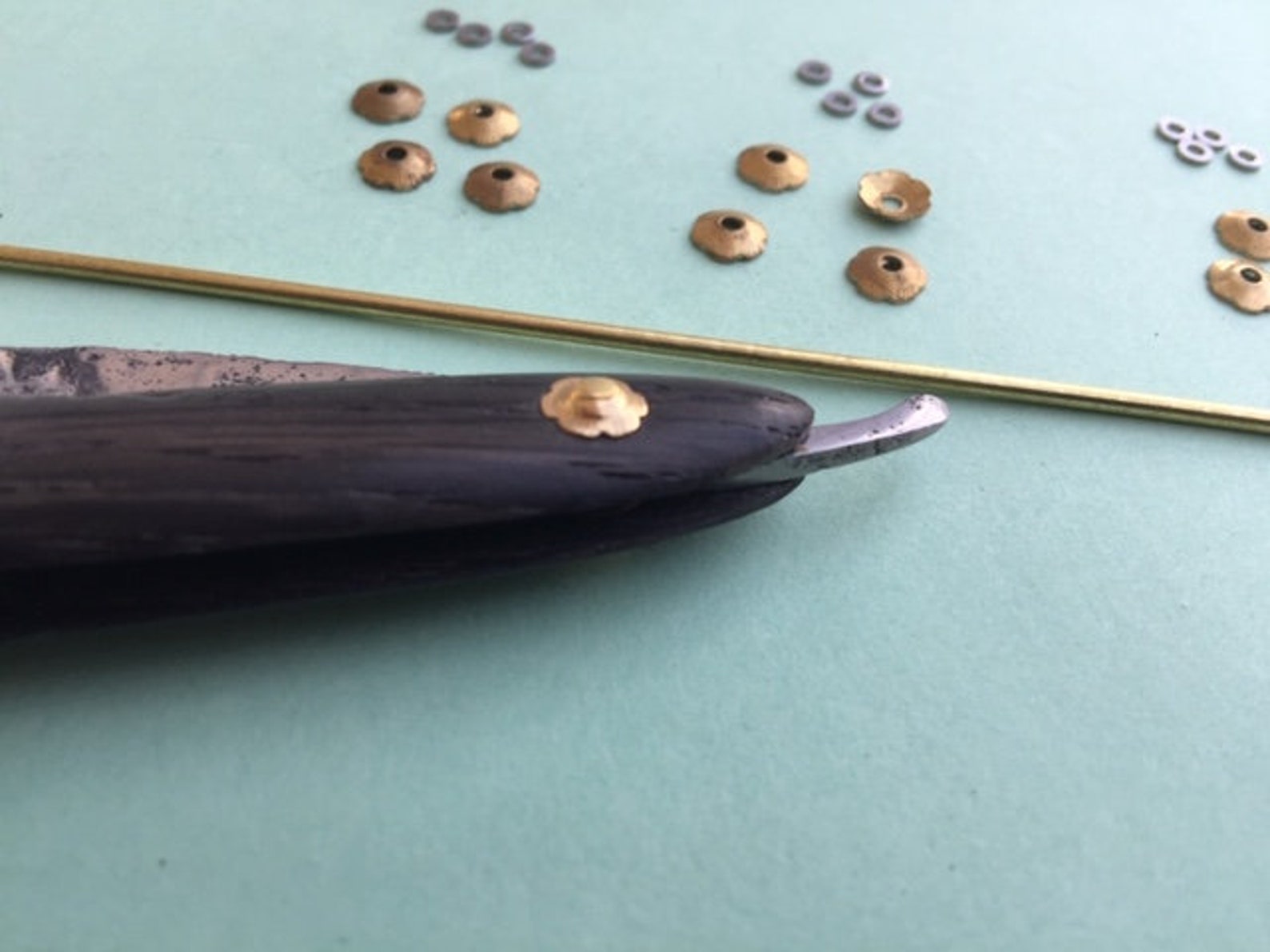 12 Pack Brass Replacement Kit Washers Pins for Repair of Straight Razor