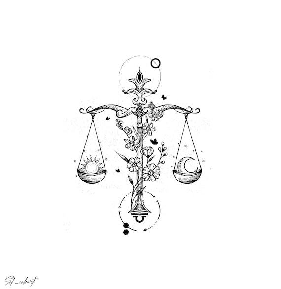 Libra inspired zodiac tattoo design