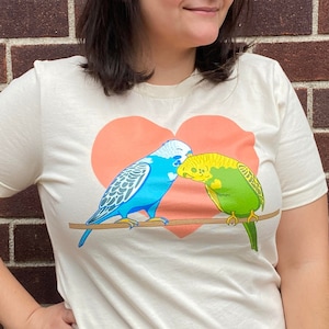 Parakeet Love, Budgie Love Unisex T-Shirt Shortsleeve, Bird Mom Gift, Bird lover shirt, bird dad gift, bird funny, budgie owner t shirt