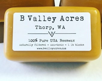 PURE BEESWAX, 1, 1LB block of pure triple filtered USA beeswax, bulk Beeswax, all natural pure beeswax, cosmetic grade beeswax bricks
