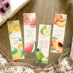 Fruit themed printable bookmark set of 4 | Party Favors | Book Club | Reading program