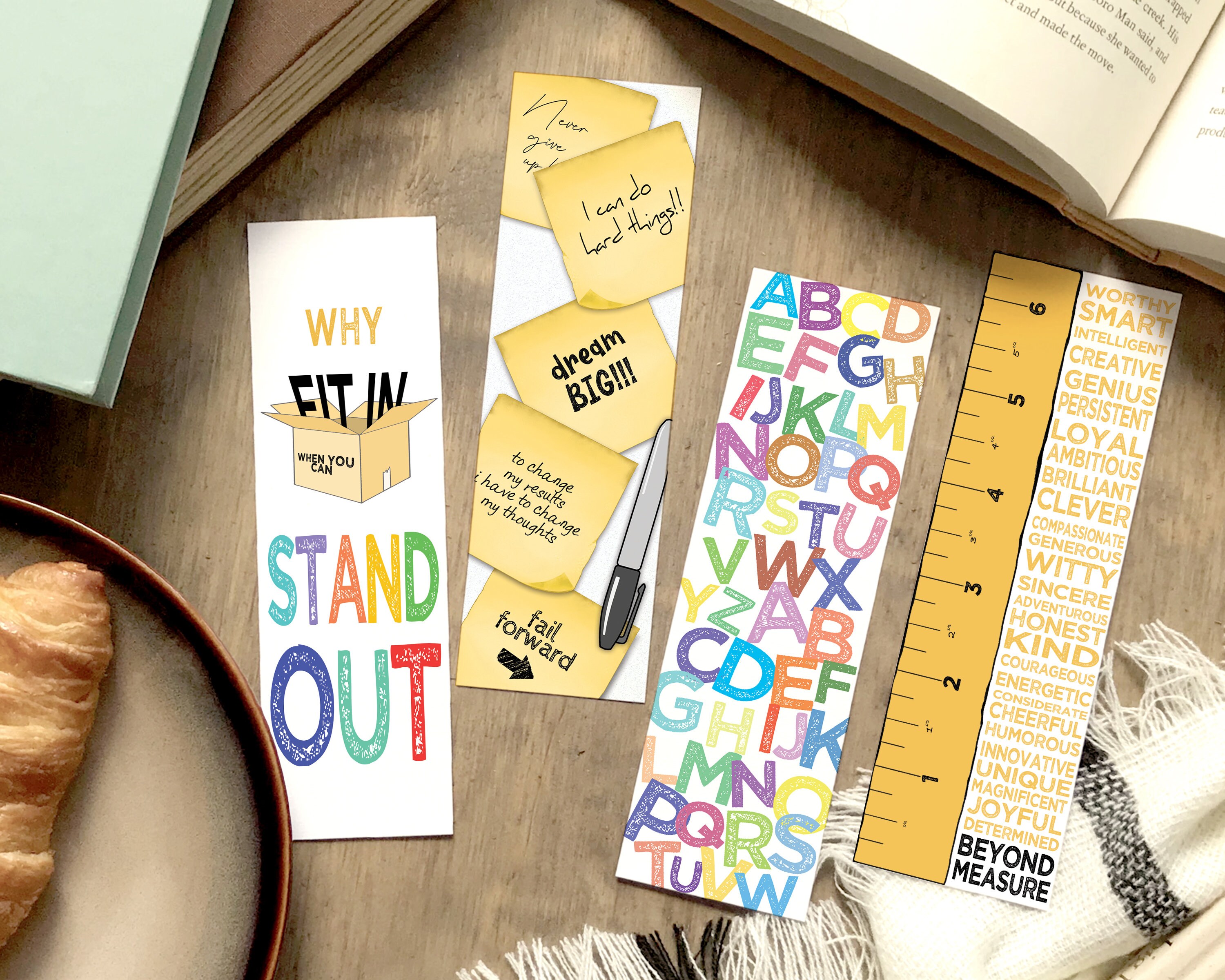 Back to school printable bookmarks Mindset Quotes Post it | Etsy