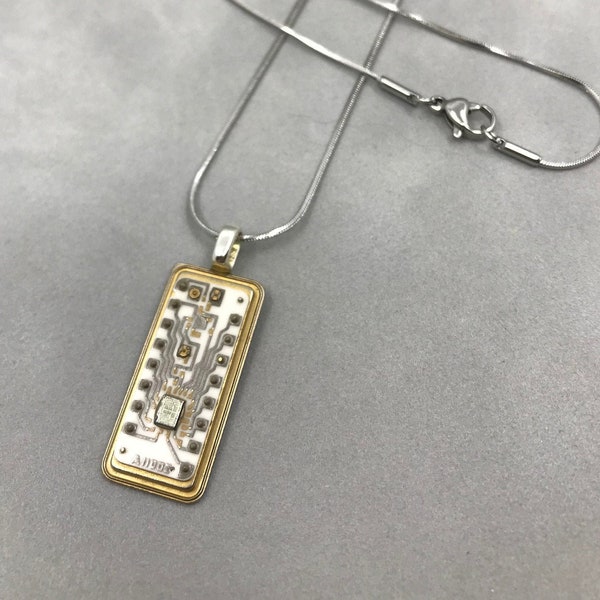 Ceramic Circuit Board Necklace -  - Gold Necklace - Techie Jewelry - Engineer Gift - Scientist Gift - Geek-Chic Necklace