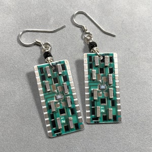 Circuit Board Earrings - Geek Chic Earrings - Sterling Dangle Earrings - Techie Jewelry - Engineer Gift - Scientist Gift