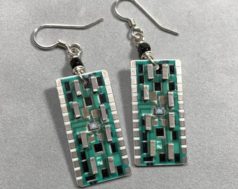 Circuit Board Earrings - Geek Chic Earrings - Sterling Dangle Earrings - Techie Jewelry - Engineer Gift - Scientist Gift
