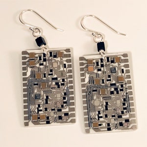 Circuit Board Earrings - Computer Chip Earrings - Sterling Dangle Earrings - Techie Jewelry - Engineer Gift - Scientist Gift
