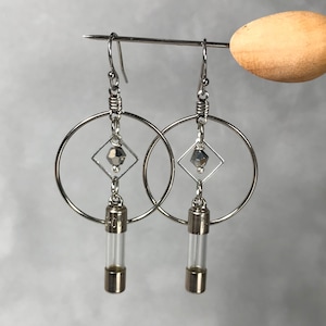 Fun Fuse Earrings with Hematite Bead - Techie Jewelry - Computer Earrings - Geek chic - Engineer Gift - Scientist Gift  - Geek Gift