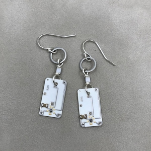 Circuit Board Earrings - Techie Gift - Black and White Earrings - Electronic Jewelry - Engineer Gift - Scientist Gift
