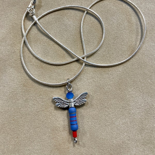 Dragonfly pendant with resistor body - Techie Necklace - Electronic Jewelry Designs