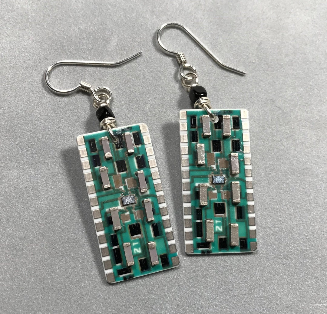Circuit Board Earrings Geek Chic Earrings Sterling Dangle Etsy